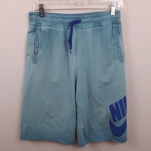 Nike Boys Short Blue spell out knit raw edge ombre